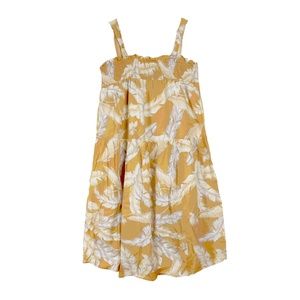 ASOS Mustard Yellow Tropical Palm Print Lightweight Summer Maxi Dress Size 12